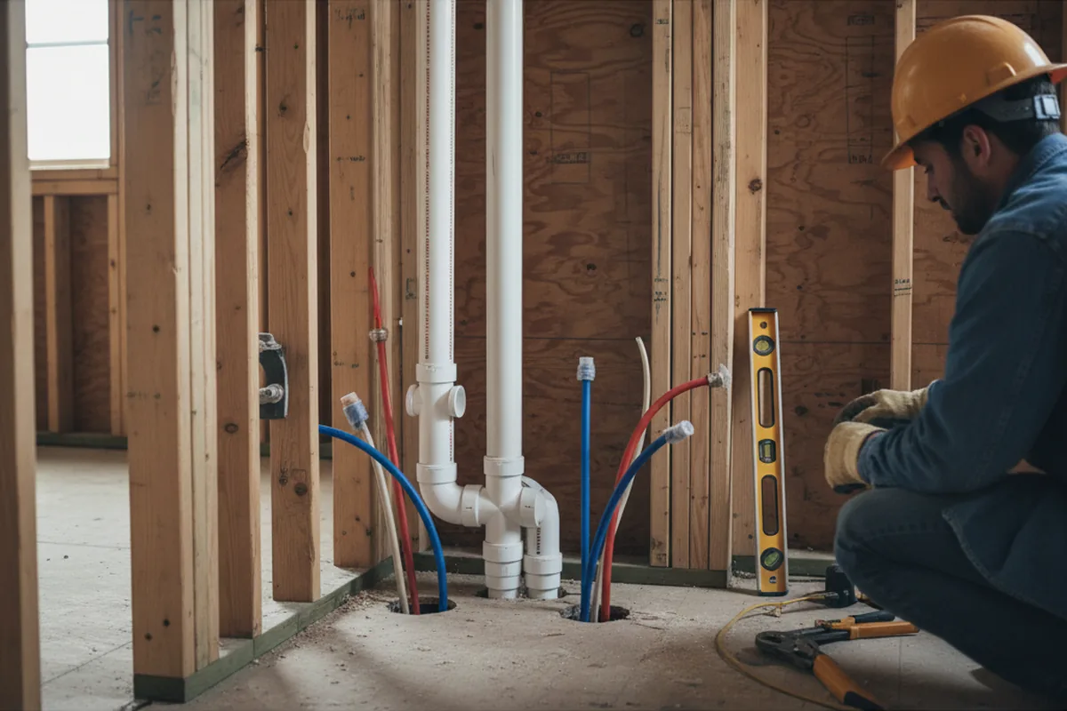 Drain and supply rough-in during Sump Pump Repair in Nahant