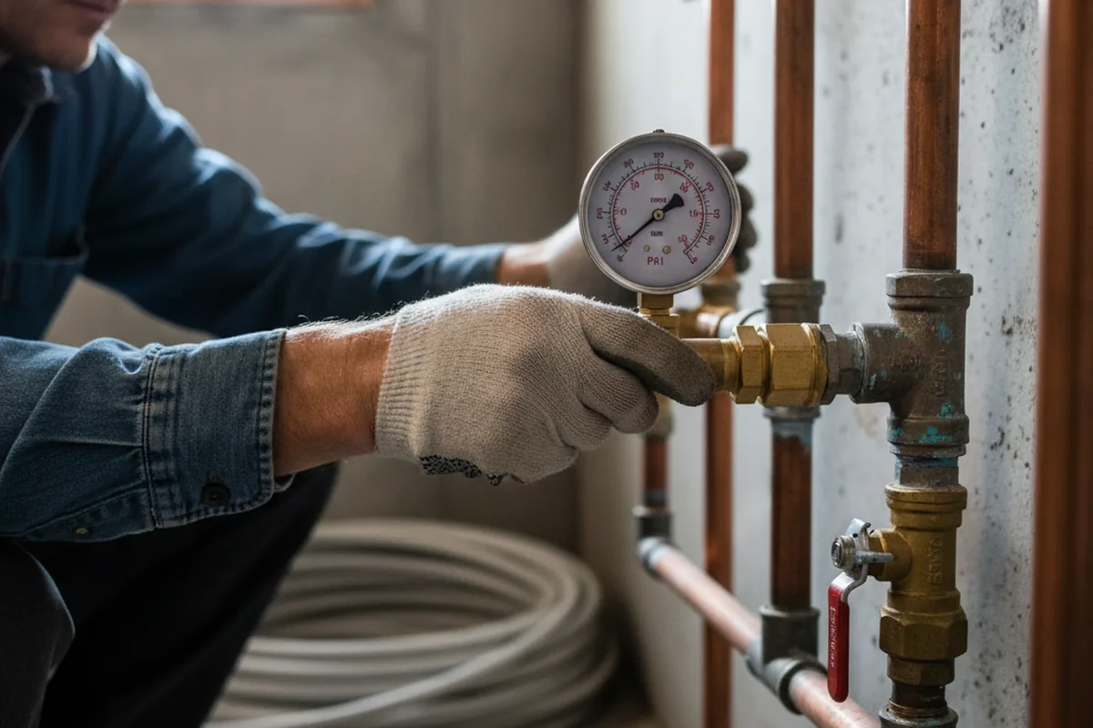 Pressure testing a repaired line during Water Line Repair in Nahant